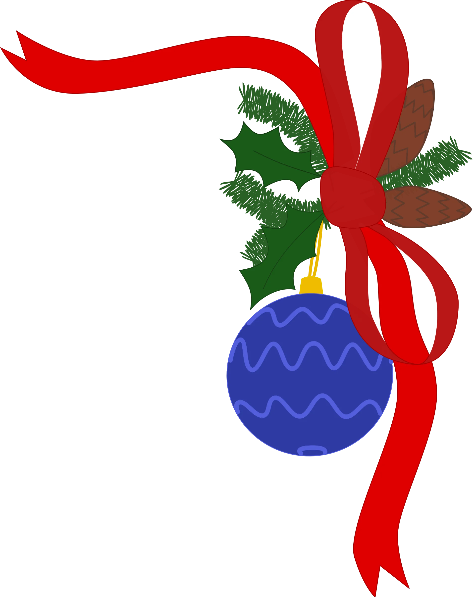 Elegant Christmas Ornament and Pine Branch Festive Holiday Clipart Design