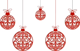 Elegant Red Paper-Cut Style Christmas Ornament Clipart Collection