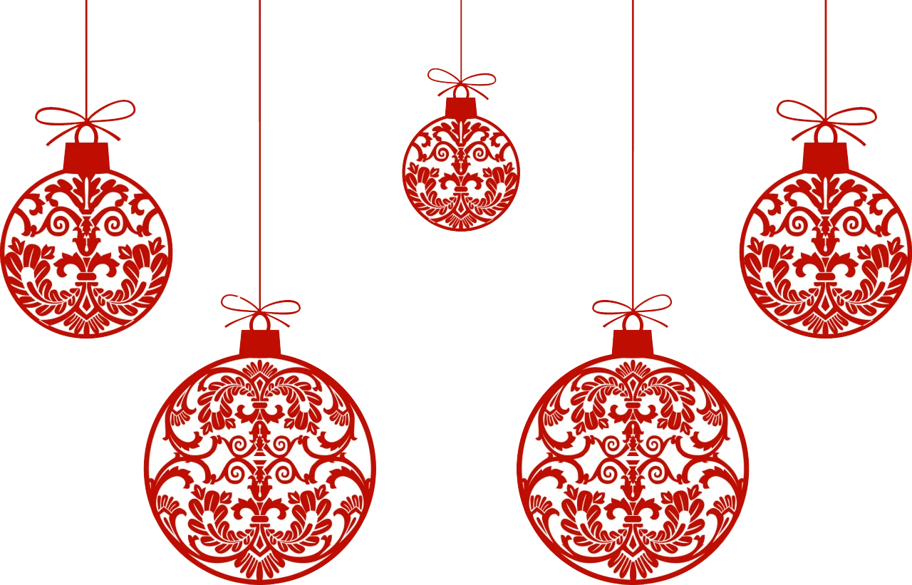 Elegant Red Paper-Cut Style Christmas Ornament Clipart Collection