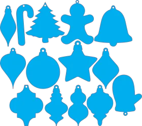 Festive Christmas Ornament Shapes Clipart Collection - Blue Holiday Silhouettes