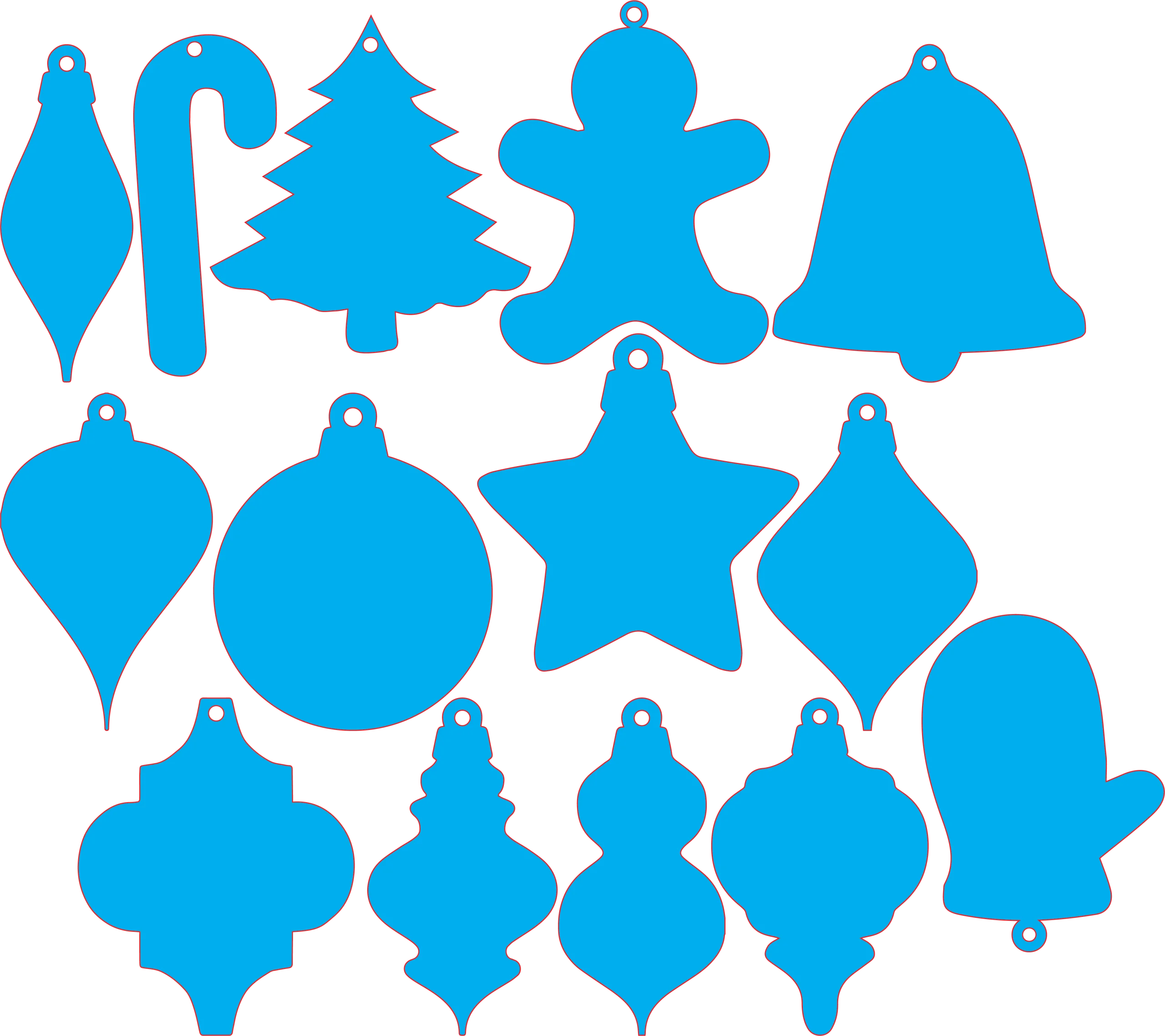 Festive Christmas Ornament Shapes Clipart Collection - Blue Holiday Silhouettes