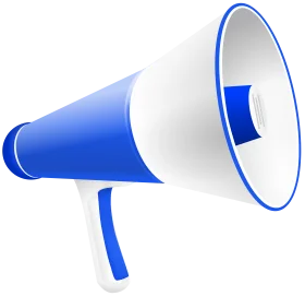 Blue and White Loud Speaker Megaphone Clipart Design for Digital Communication