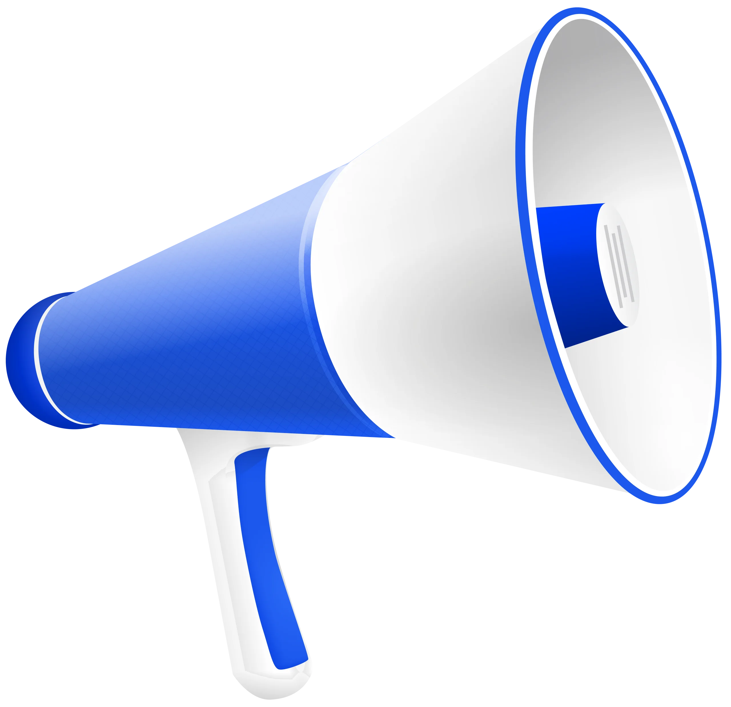 Blue and White Loud Speaker Megaphone Clipart Design for Digital Communication
