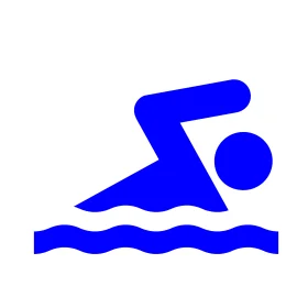 Blue Minimalist Swimming Clipart Illustration Depicting Swimmer's Motion