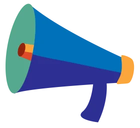 Bold and Colorful Communication Megaphone Clipart Design for Digital Media