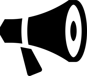 Bold Black and White Megaphone Clipart - Simple Communication Icon Design