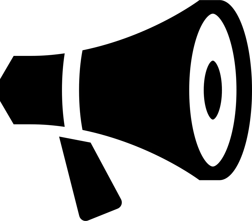 Bold Black and White Megaphone Clipart - Simple Communication Icon Design