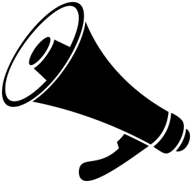 Bold Black Megaphone Clipart Icon: Communication and Announcement Symbol