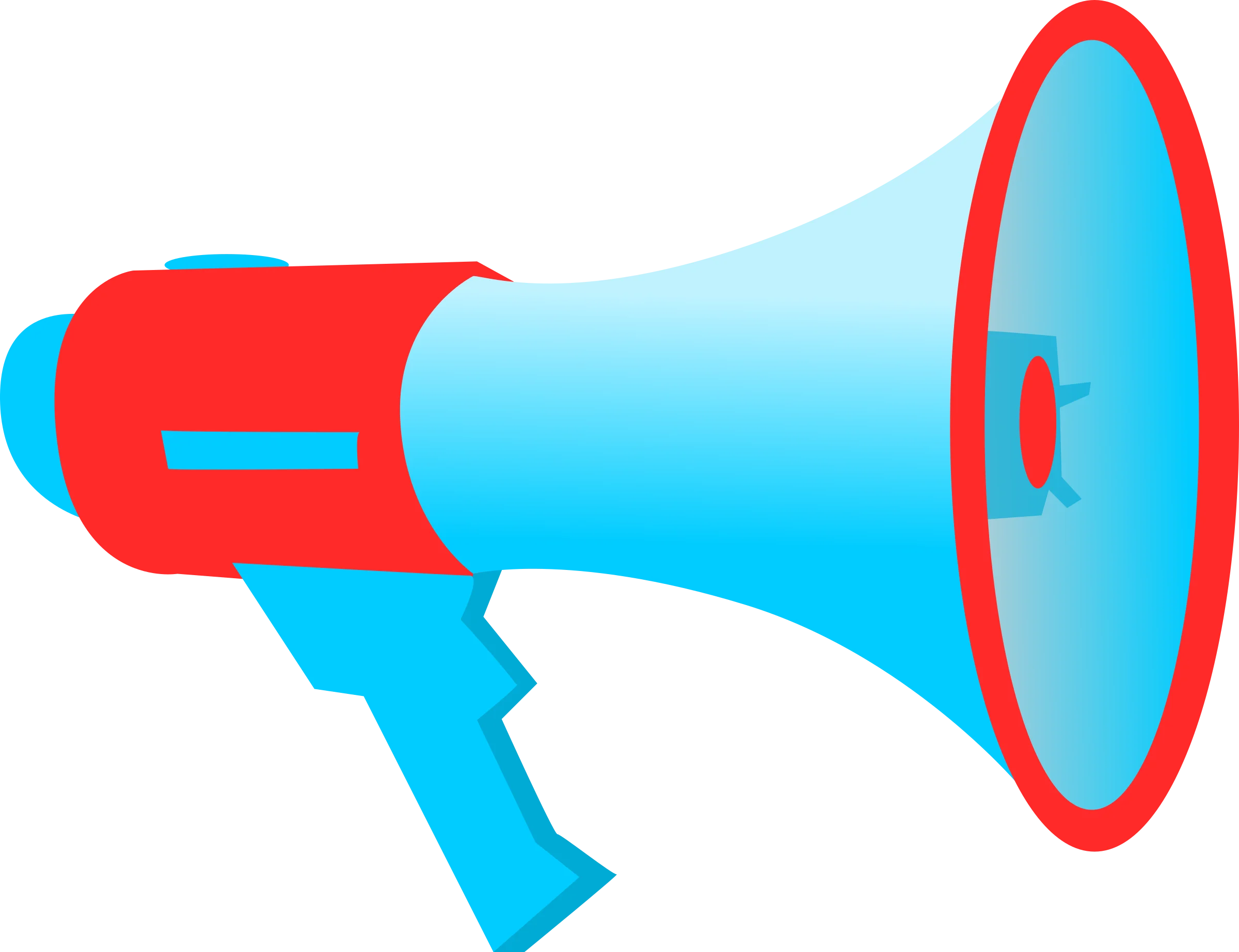 Bold Blue and Red Electric Megaphone Clipart Design for Communication