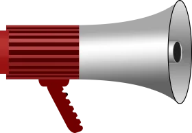 Bold Red and Silver Megaphone Clipart Design for Communication Graphics