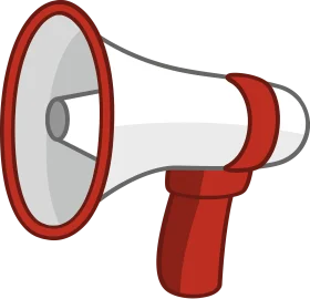 Bold Red and White Megaphone Clipart Design for Communication and Announcements