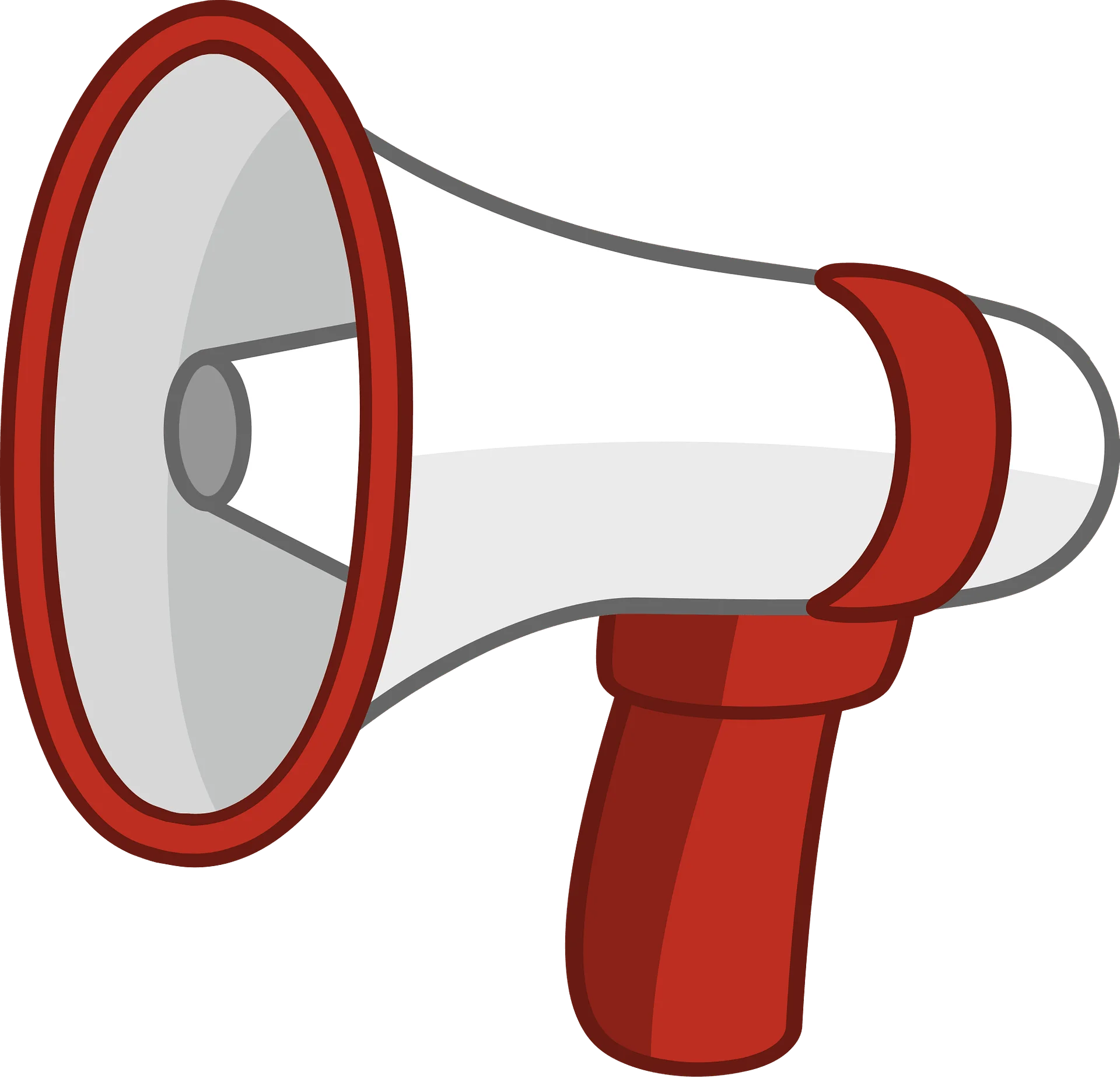 Bold Red and White Megaphone Clipart Design for Communication and Announcements