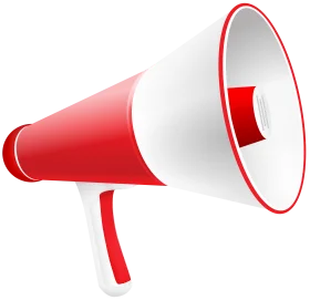 Bold Red and White Megaphone Clipart Graphic for Communication Design