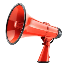 Bold Red Emergency Communication Handheld Megaphone Clipart Design