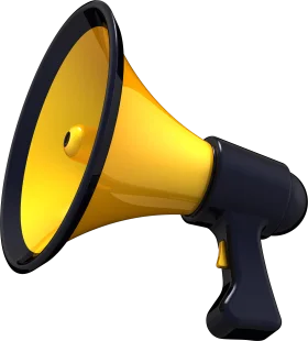Bold Yellow and Black Megaphone Clipart Design for Digital Communication