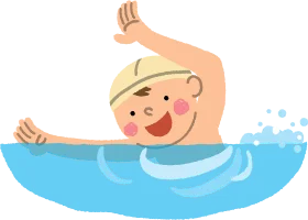 Cheerful Cartoon Swimmer Enjoying Water Adventure Clipart Illustration