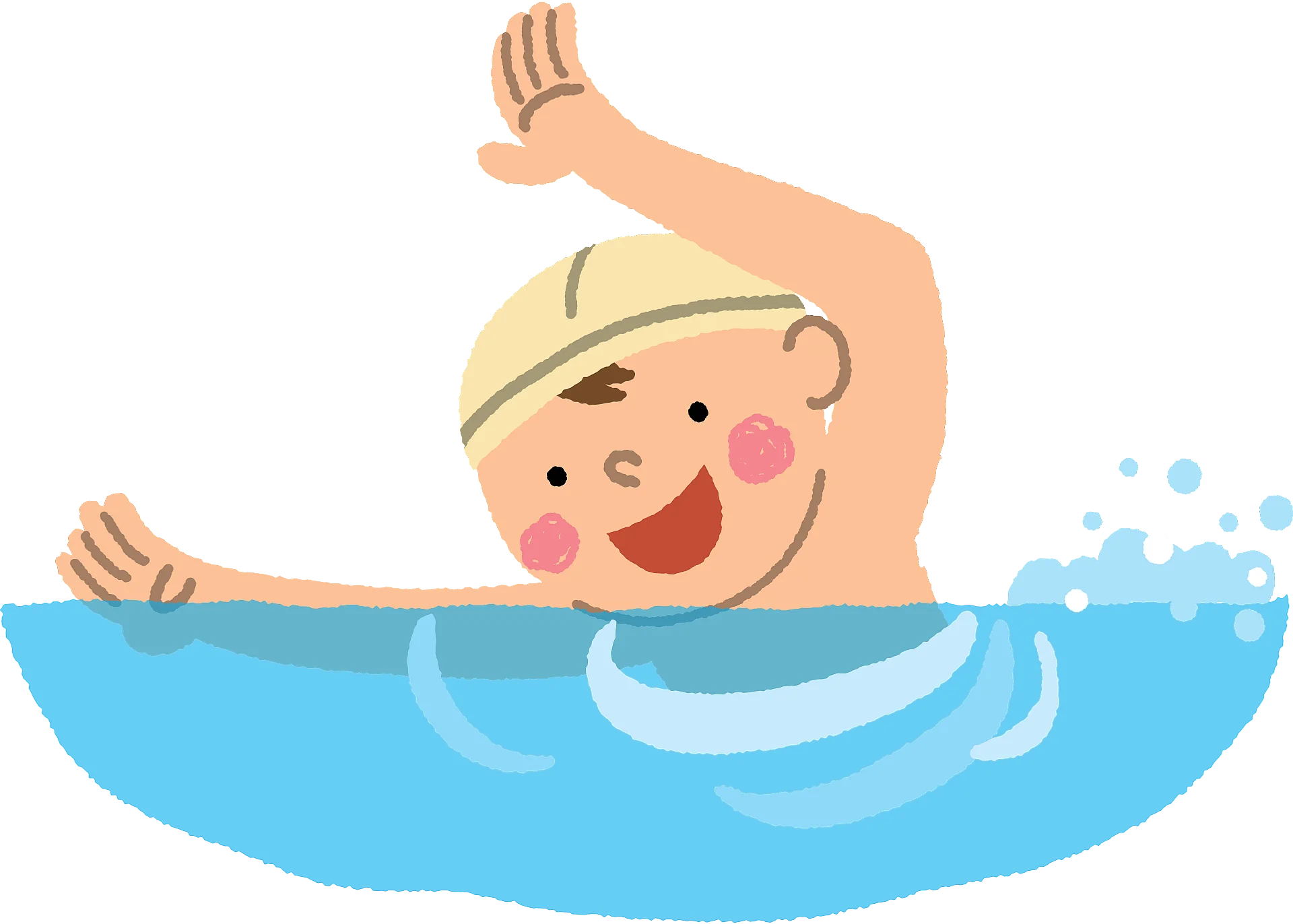 Cheerful Cartoon Swimmer Enjoying Water Adventure Clipart Illustration