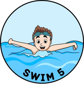 Cheerful Swimmer Enjoying Aquatic Adventure in Cartoon Swimming Clipart Design