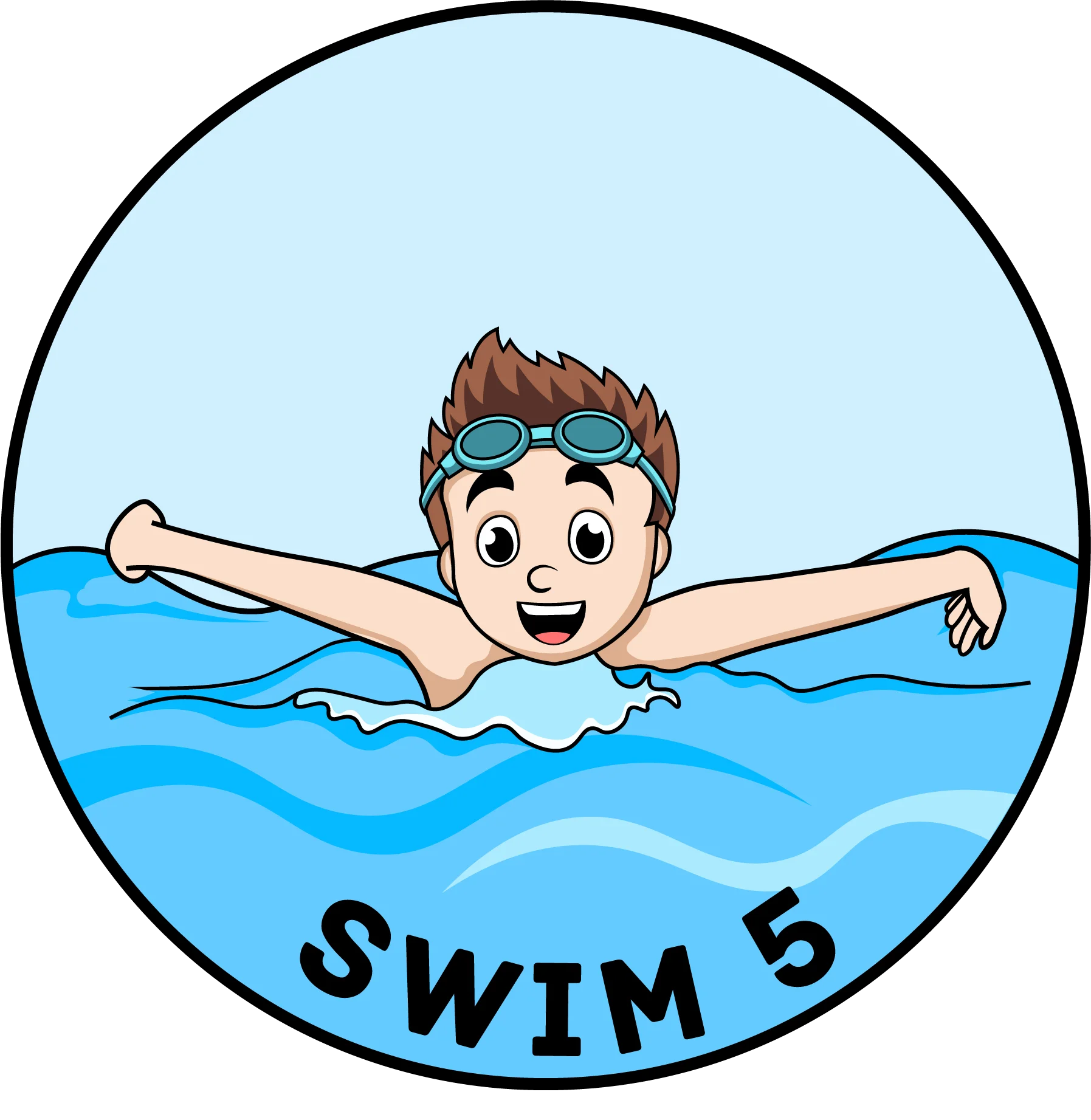 Cheerful Swimmer Enjoying Aquatic Adventure in Cartoon Swimming Clipart Design