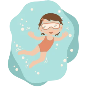 Cheerful Swimmer in Goggles Enjoying Underwater Adventure Clipart Illustration