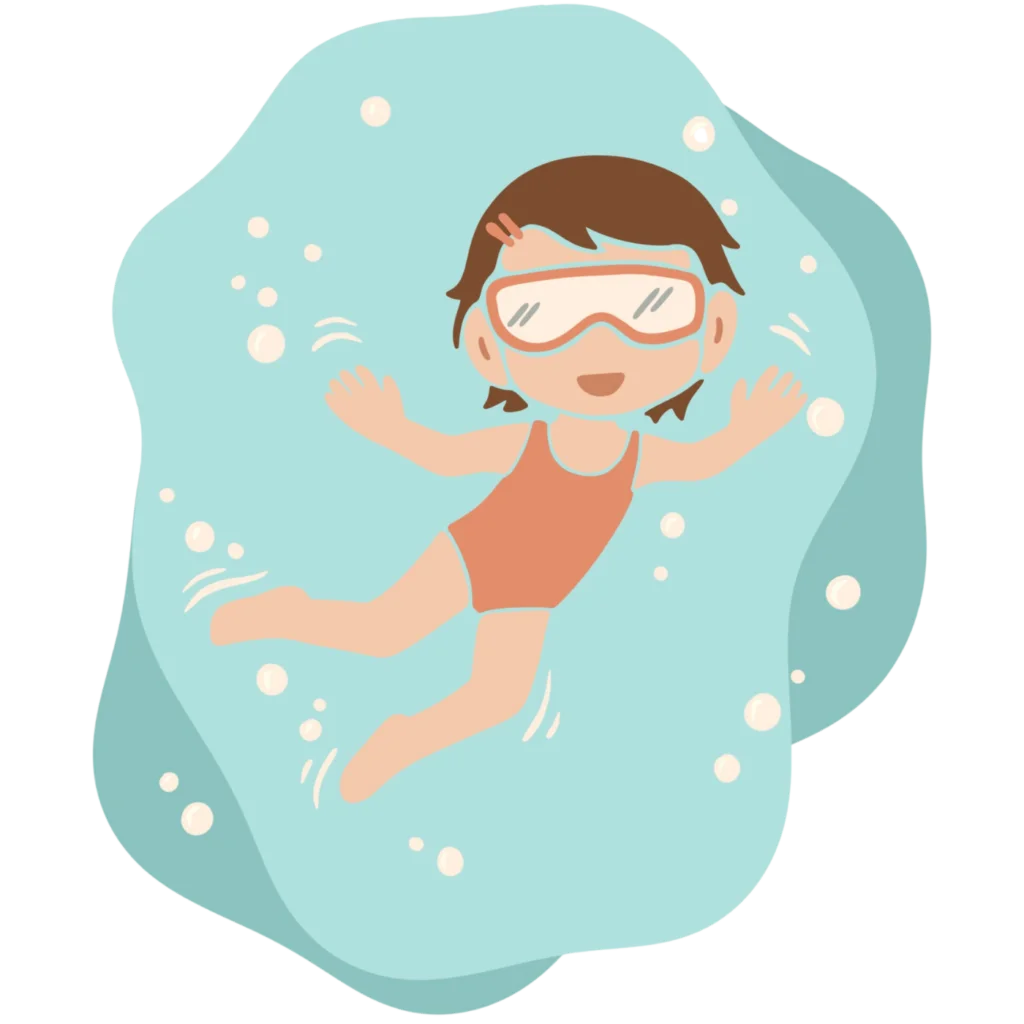 Cheerful Swimmer in Goggles Enjoying Underwater Adventure Clipart Illustration