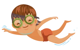 Cheerful Swimming Clipart of a Child Gliding Through Water with Goggles