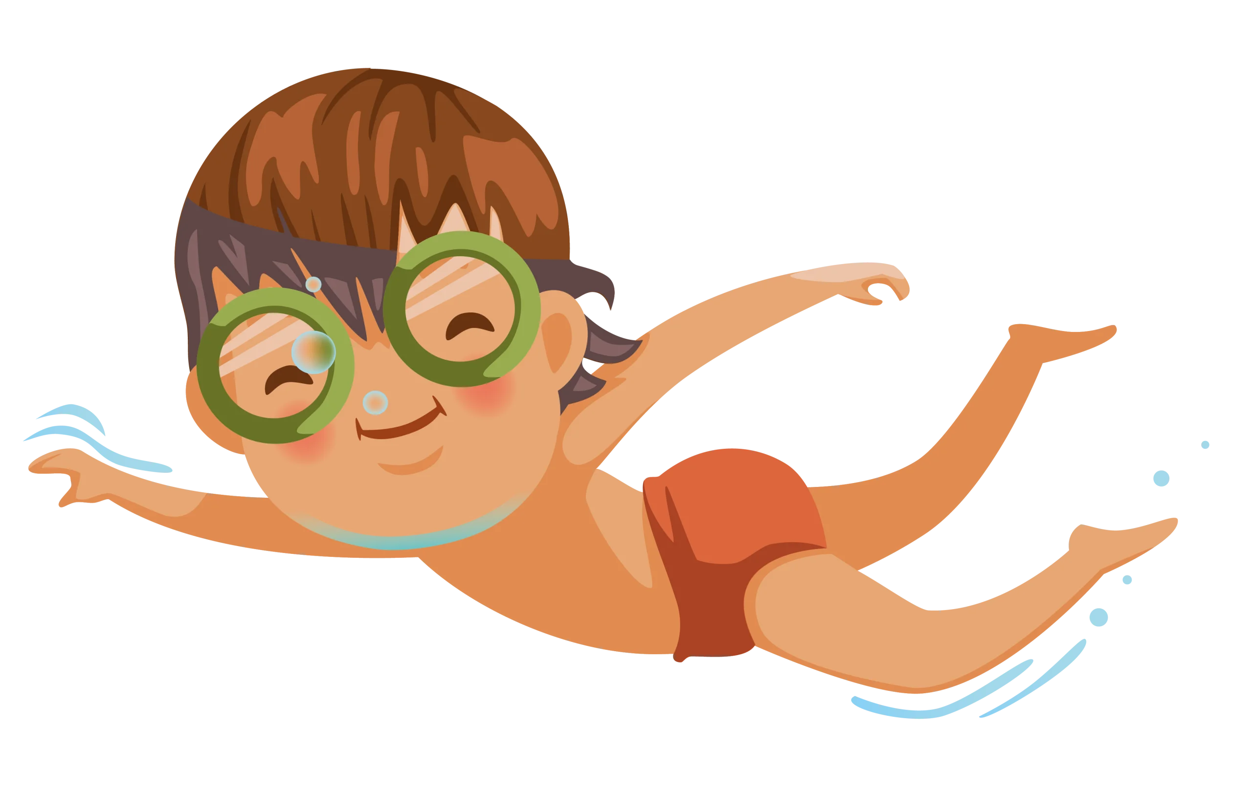 Cheerful Swimming Clipart of a Child Gliding Through Water with Goggles