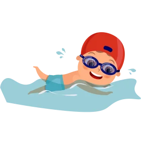 Cheerful Young Swimmer Enjoying Water Adventures with Colorful Swim Clipart