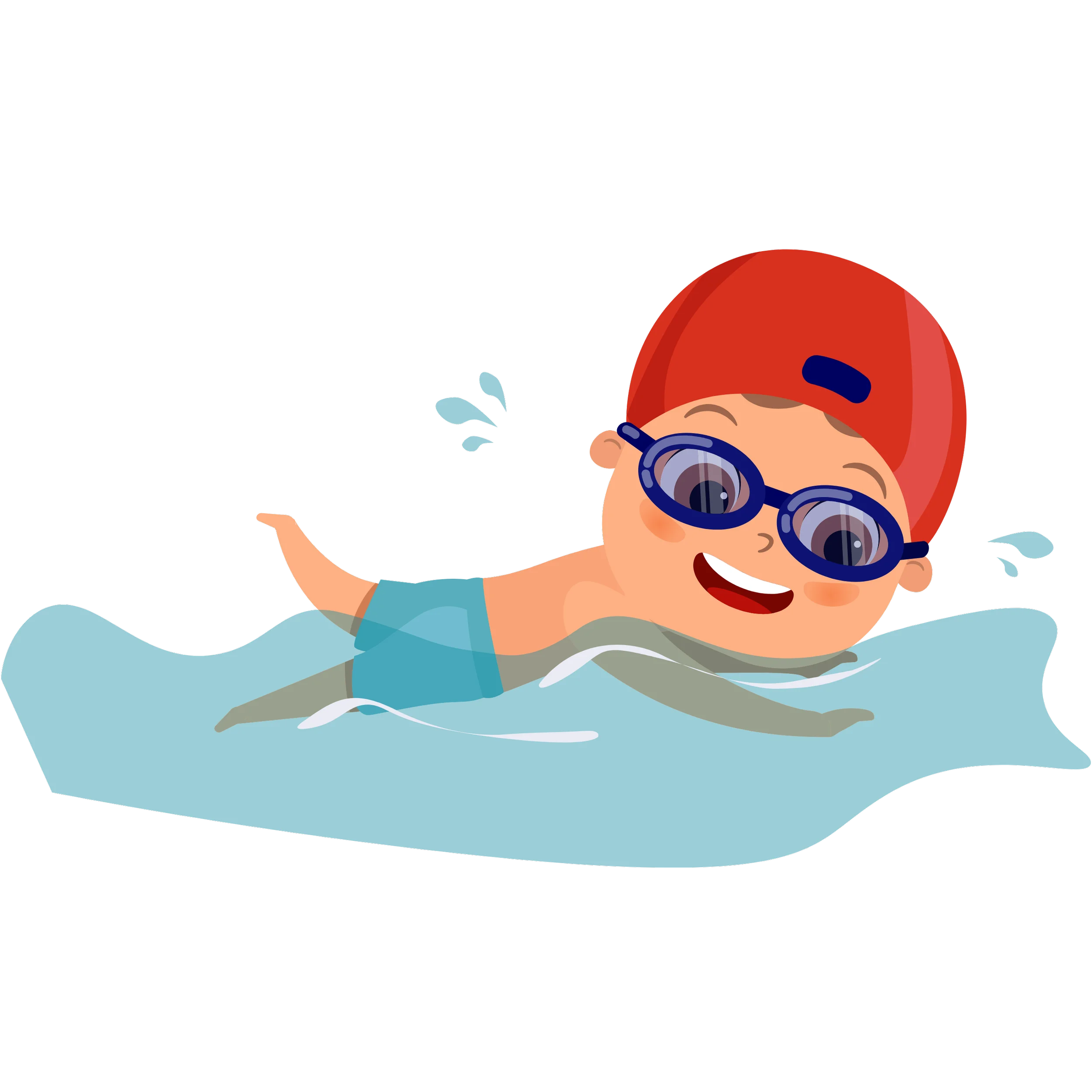 Cheerful Young Swimmer Enjoying Water Adventures with Colorful Swim Clipart