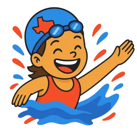 Cheerful Young Swimmer Enjoying Water with Enthusiastic Splash Clipart Design