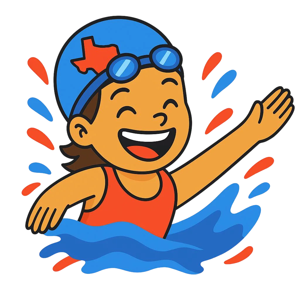 Cheerful Young Swimmer Enjoying Water with Enthusiastic Splash Clipart Design