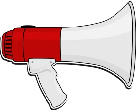 Classic Red and White Handheld Megaphone Clipart Design for Communication