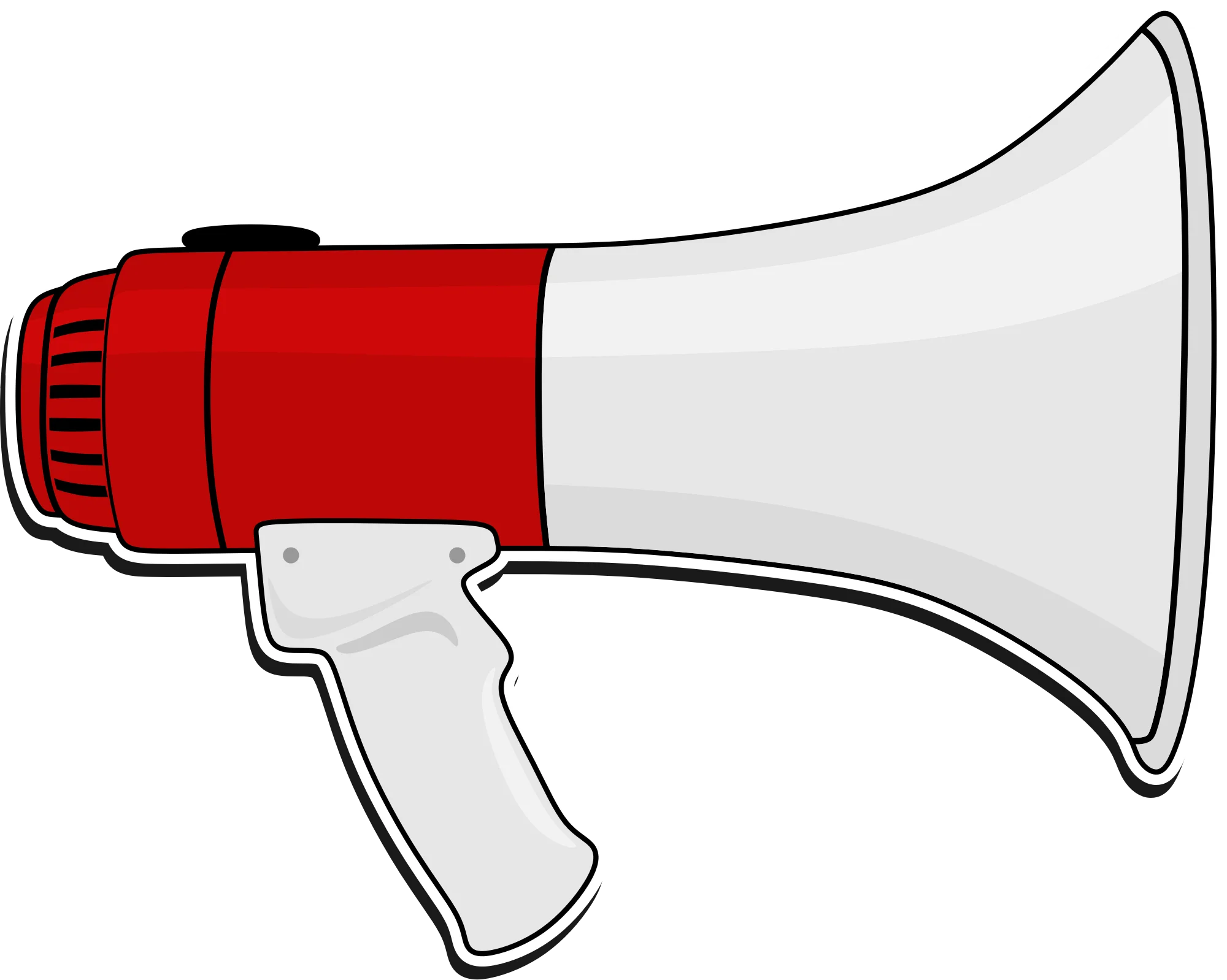 Classic Red and White Handheld Megaphone Clipart Design for Communication