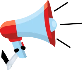 Dynamic Red and Blue Megaphone Clipart - Loud Communication Graphic Design