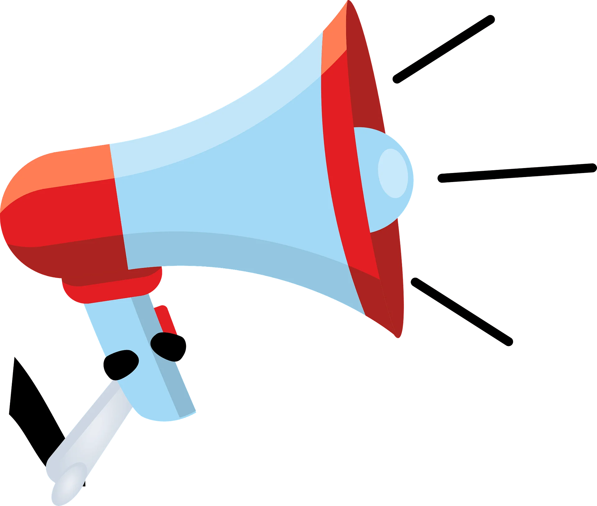 Dynamic Red and Blue Megaphone Clipart - Loud Communication Graphic Design