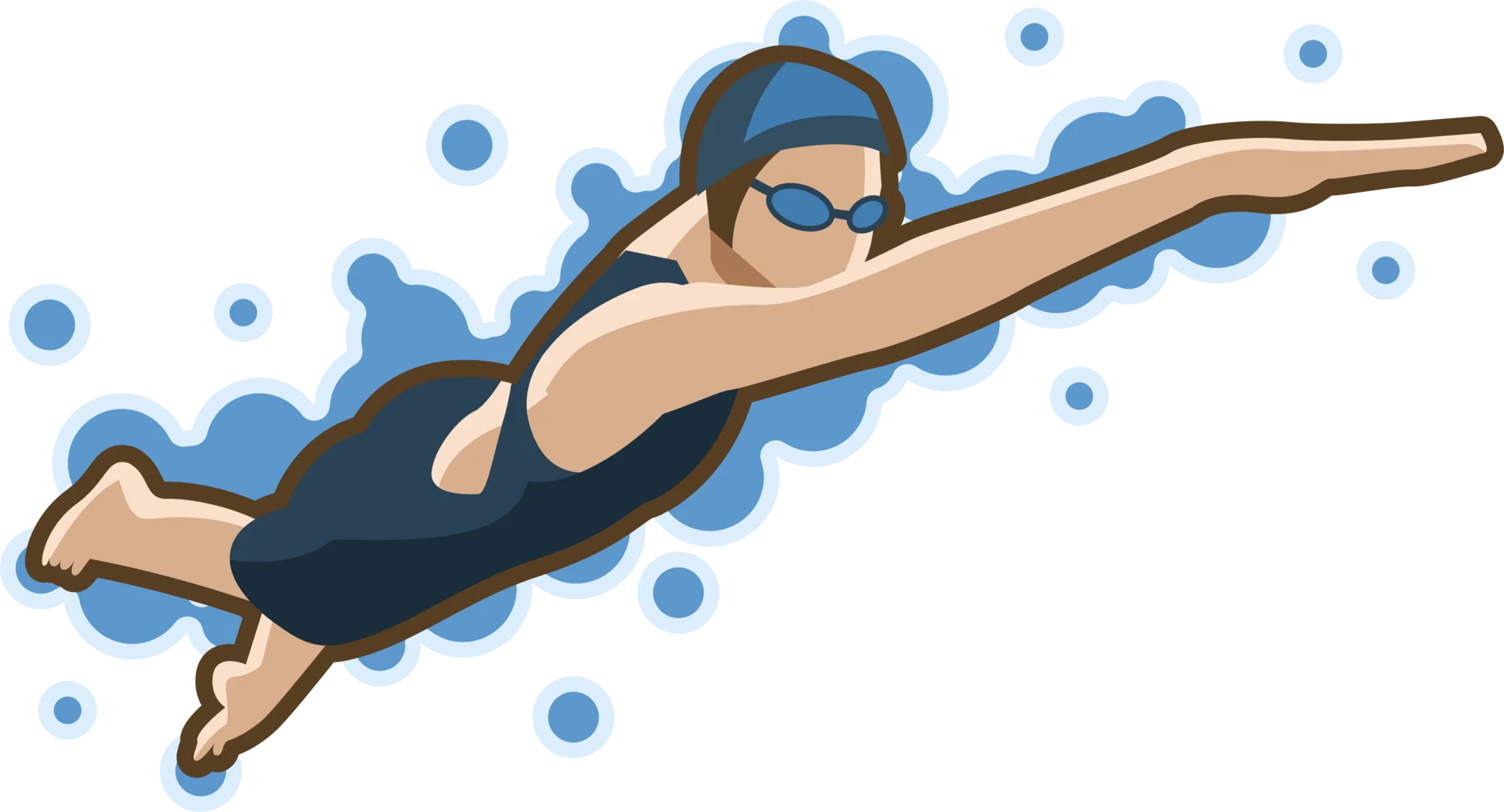 Dynamic Swimmer in Action Diving Forward Swimming Clipart Illustration