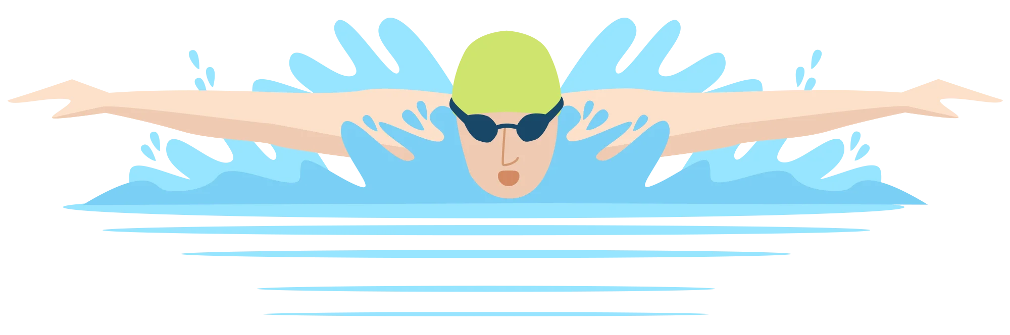 Dynamic Swimmer Performing Butterfly Stroke Splash Clipart Illustration