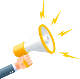 Energetic Yellow and White Announcement Megaphone Clipart with Electric Sparks