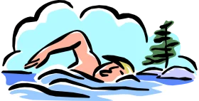 Freestyle Swimming Swimmer Clipart Illustration with Stylized Water Background