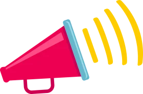 Loud and Bold Communicative Megaphone Clipart Design with Sound Waves