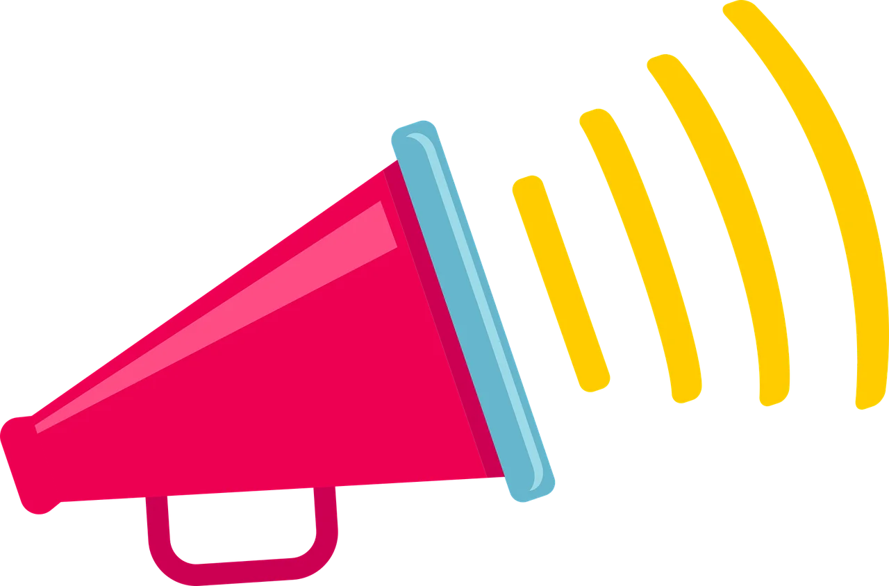 Loud and Bold Communicative Megaphone Clipart Design with Sound Waves