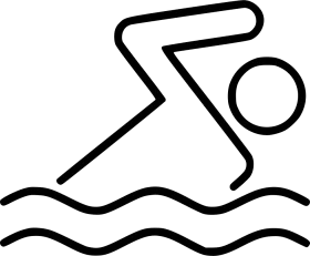 Minimalist Black and White Swimming Athlete Clipart Silhouette Design