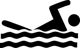 Minimalist Black and White Swimming Clipart Depicting Freestyle Stroke Technique