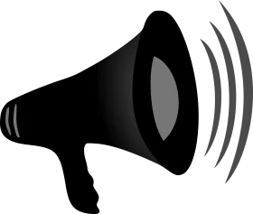 Minimalist Black Megaphone Clipart with Sound Wave Communication Symbol