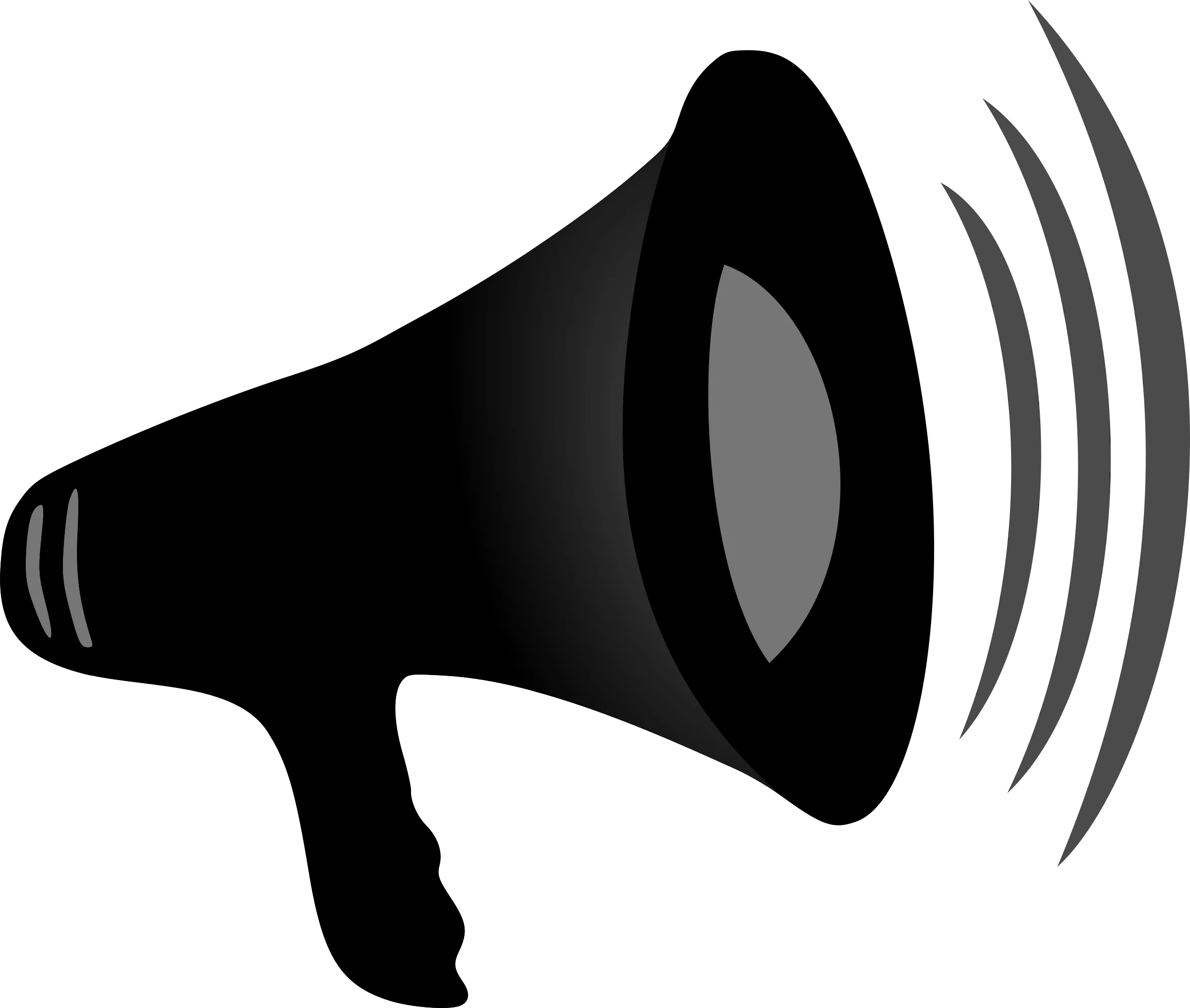 Minimalist Black Megaphone Clipart with Sound Wave Communication Symbol