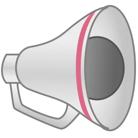 Minimalist Grayscale Megaphone Clipart with Soft Pink Accent Line