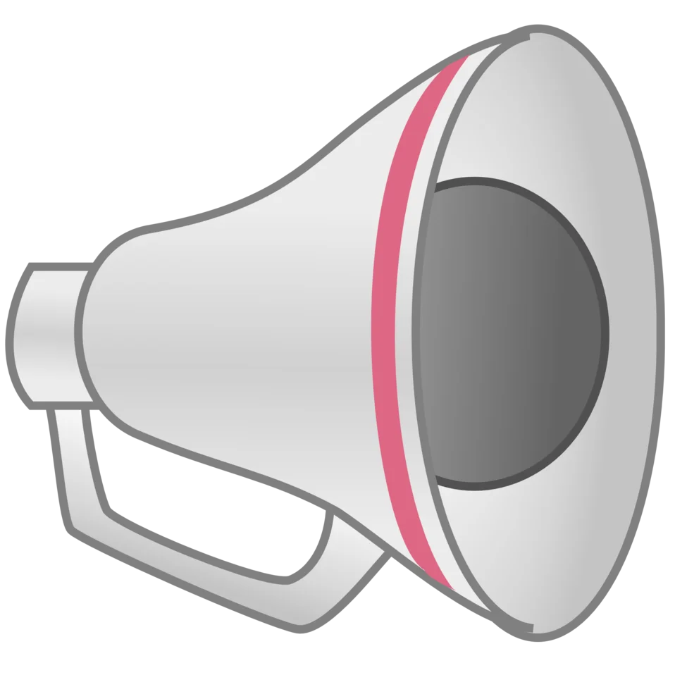 Minimalist Grayscale Megaphone Clipart with Soft Pink Accent Line