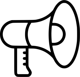 Minimalist Loud Black and White Megaphone Clipart Design for Communication