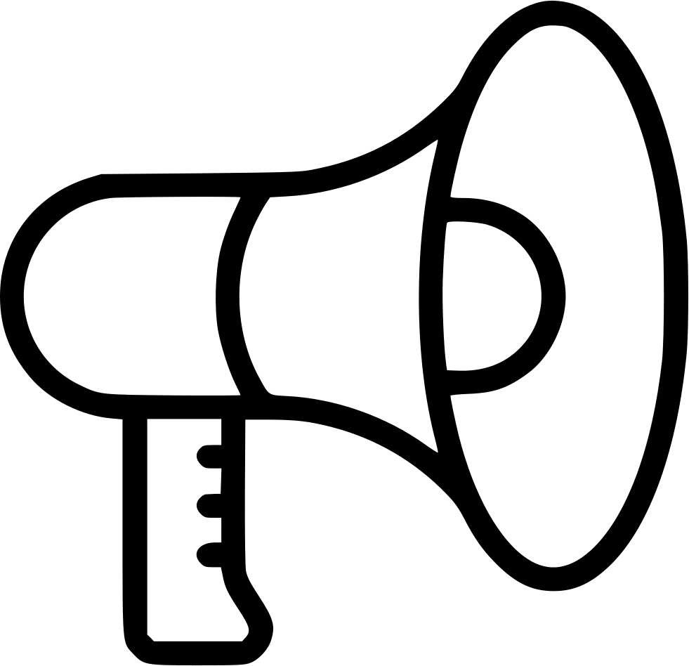Minimalist Loud Black and White Megaphone Clipart Design for Communication