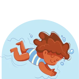 Playful Child Swimming Underwater Cartoon Clipart Illustration